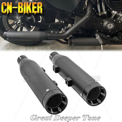 Straight Baffle 3" Slip-On Mufflers Exhaust For Harley Sportster XL 883/1200 14+ - Image 1 of 4