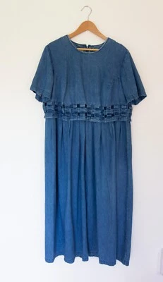 Coldwater Creek Tiered short sleeve denim lattice dress Womens 1x, Medium wash - Image 1 of 4