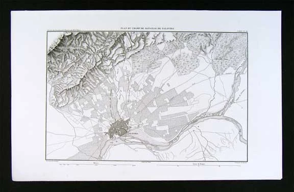 1859 Duvotenay Military Map Talavera Battlefield Spain Napoleonic Wars   Antique - Image 1 of 1