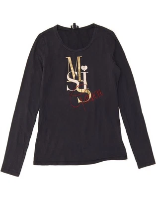 ARMANI JEANS Mujer Gráfico Top Manga Larga IT 42 Mediano Azul Marino Algodón DH17 Foto 1 de 3