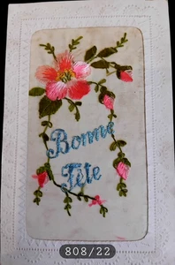 N° 808/22 -Cpa postale  brodée  Bonne Fête Ecrite - Imagen 1 de 2