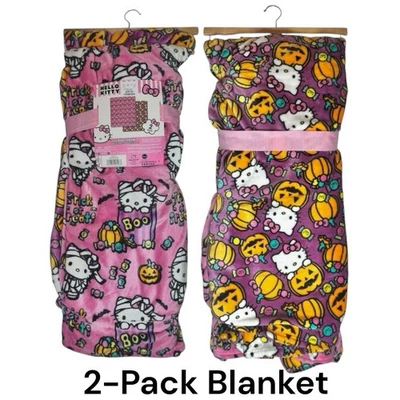 Paquete de 2 Hello Kitty Halloween Cloud Throw - Rosa y Púrpura - 60x70 pulgadas cada uno Foto 1 de 4