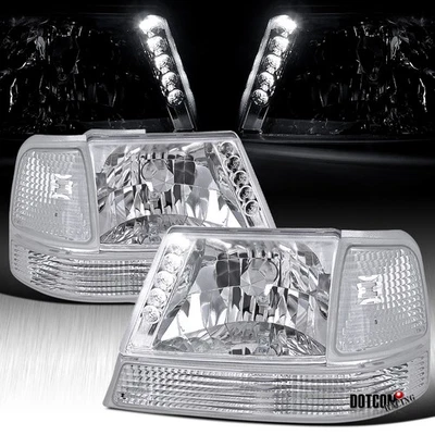 Fit Ford 98-00 Ranger LED Head Lights+Corner w/ Bumper Lamps Lights Pair - Изображение 1 из 4