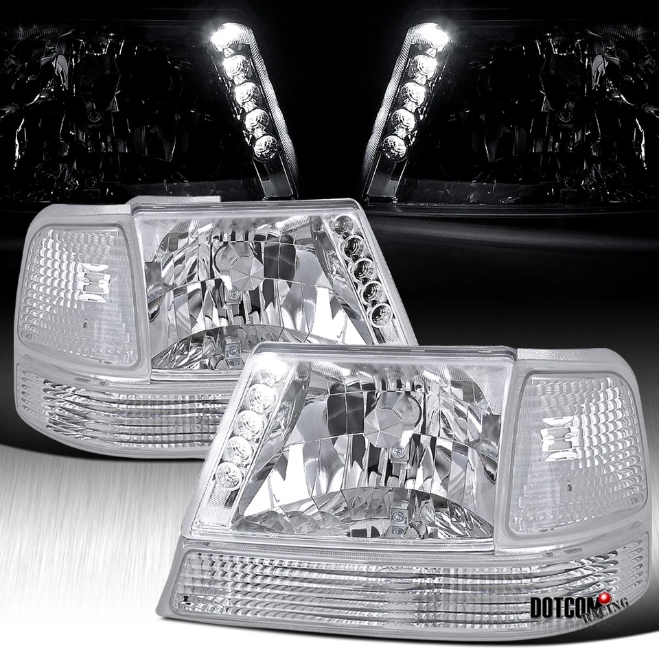 Fit Ford 98-00 Ranger LED Head Lights+Corner w/ Bumper Lamps Lights Pair - Изображение 1 из 4