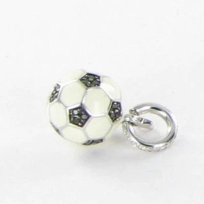 Pelota de fútbol Aaron Basha diamante blanco y negro oro blanco 18k nueva $3400 Foto 1 de 3