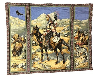 "Manta/cuna para bebé nativo americano SW 41"" X 33"" caballo indio búfalo lobo tienda" Foto 1 de 4