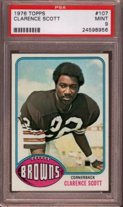 1976 TOPPS # 107 CLARENCE SCOTT ☆ONLY 7 HIGHER☆ CLEVELAND BROWNS PSA 9 MINT - Image 1 of 1