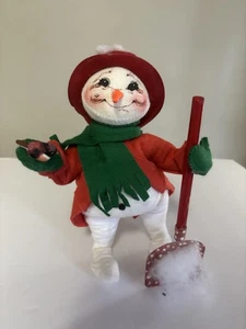 8 Annalee Schneemann mit Vogel in der Hand und Schaufel gebraucht guter Zustand - Bild 1 von 2