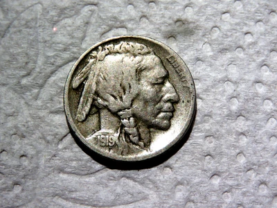 Изящный оригинальный 1/2 Horn & Full Liberty VF 1918D Buffalo никель K1 - Изображение 1 из 2