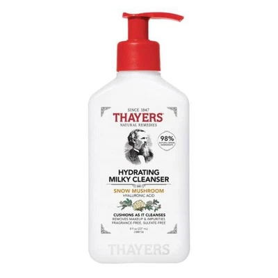 Limpiador facial hidratante lechoso THAYERS con setas de nieve, ácido hialurónico, derma Foto 1 de 4