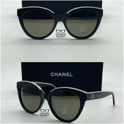 Nuevo en caja Chanel 5414 marco de acetato negro mariposa/beige con lentes grises - 100 % auténtico Foto 1 de 4