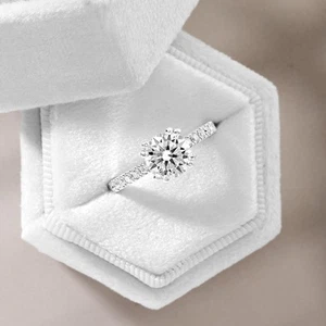 5.2 ct Cushion Cut Double Claw Pave Diamond Engagement Ring VVS1 F White Gold - Picture 1 of 9