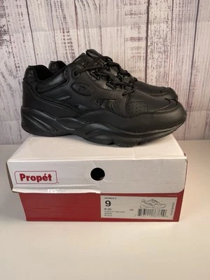 Zapatos para caminar Propet Stability Walker de cuero negro W2034 para mujer 9’s Foto 1 de 4