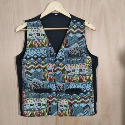 Vintage Tapestry Patterned Waistcoat Size XL 12-14 Women's Cottage core Aztec - Image 1 of 4
