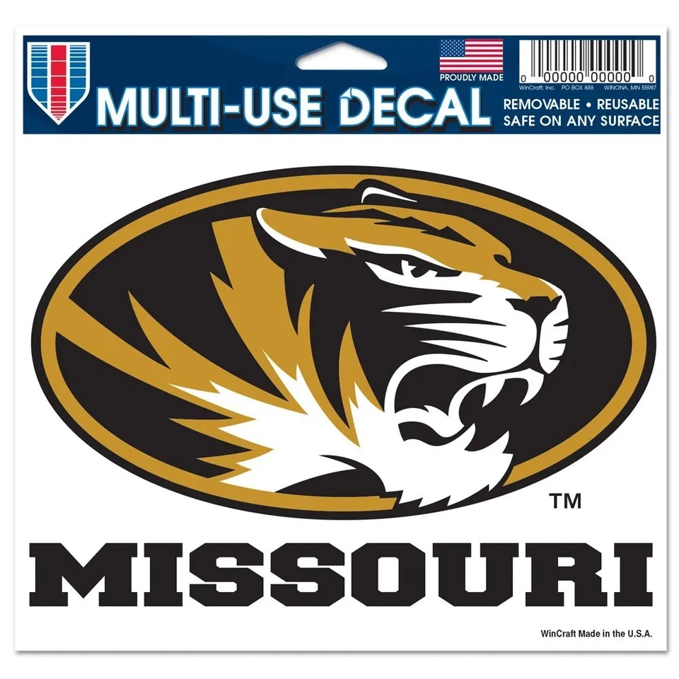 Missouri Mizzou Tigers 5.5x3 Pulgadas Cabeza de Tigre Ovalada Multiuso Calcomanía-Reutilizable Foto 1 de 1