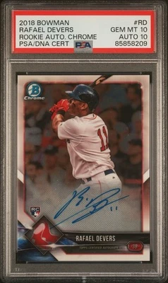 Bowman Rafael Devers 2018 cromo novato automático RC #CRA-RD Red Sox PSA 10/10 doble Foto 1 de 2