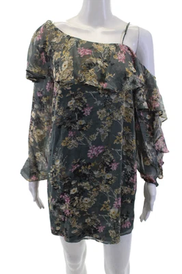 Haute Hippie Women Shift Dress Dark Gray Floral Silk Bohemian Short Size XS - Image 1 of 4