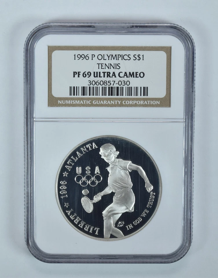 1996-P Olympic Tennis Commemorative Silver Dollar PF69 UCAM NGC *7310 - Image 1 of 4