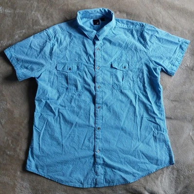 J. Ferrar JF Men's Light Blue Striped Short Sleeve Button Down Down Shirt | XXL - Image 1 of 4