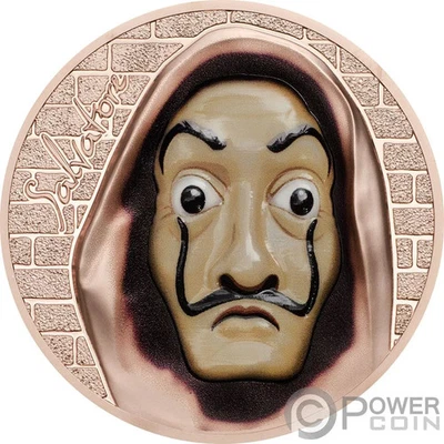 SALVATORE Dali Heist Revolutionary Masks 1 Oz Silver Coin 5$ Cook Islands 2018 - Image 1 of 4