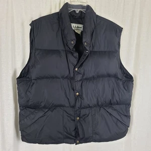 Vintage LL Bean Packaway Bag Black Snap Up Quilted Puffer Down Vest Mens sz XXL - Picture 1 of 9
