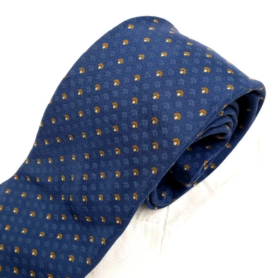 Винтажный LANVIN мужской синий шелковый галстук современный Tny геометрический принт ретро роскошь - Изображение 1 из 4