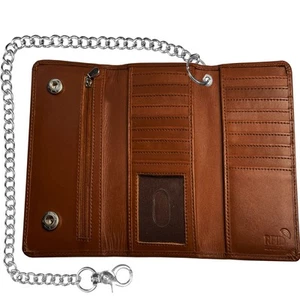 Motorcycle Chain Wallet for Men – 100% Natural Genuine Leather, Long Trifold ... - Bild 1 von 8