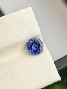 8 Ct AAA+ Certified Natural Rare Lustrous Blue Tanzanite Round Cut Gemstone - Picture 1 of 3