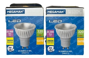 PACK DE 2 BOMBILLAS MEGAMAN REFLECTOR LED GU10 AHORRO DE ENERGÍA 4W=20W 2800K BLANCO CÁLIDO - Imagen 1 de 3