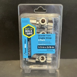 SharkBite UR23036ZC4 Push-to-Connect Angle Stop Valve 1/2 x 3/8 OD Comp 4 Pack - Picture 1 of 7