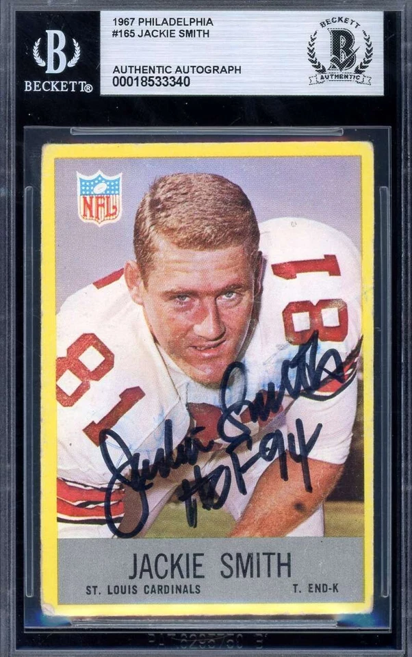 Jackie Smith Beckett BAS Signed 1967 Philadelphia Rookie Autograph Cardinals - Image 1 of 2