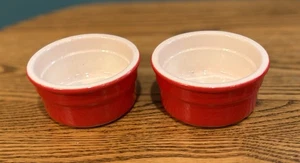 Pre Owned Vintage Beautiful Ceramic Set Of (2) Red Ramekins - Picture 1 of 4