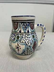 Taza grande de gres Le Souk Ceramique MALIKA 16 OZ pintada a mano - Imagen 1 de 8
