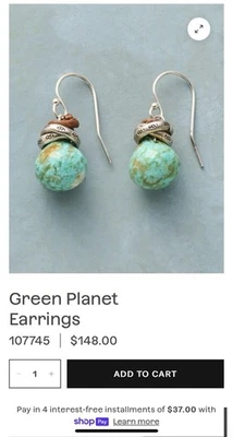 Pendiente Sundance, Planeta Verde, Turquesa y Cuero  Foto 1 de 2