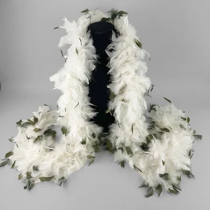 VINTAGE FEATHER BOA BLACK & WHITE HOLLYWOOD GLAM 81 INCHES - Picture 1 of 5