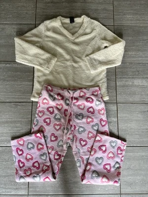 Usado en Excelente Condición Conjunto de Pijama de Invierno Corazones de Vellón Glory Desteñido Talla: L 12-14 Rosa Blanco Foto 1 de 3
