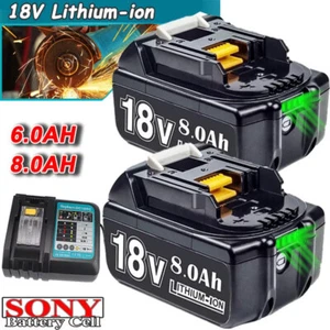 For Makita 18V 8.0Ah Battery Lithium-Ion BL1830 BL1850 BL1860 BL1840 Tool 2Pack - Picture 1 of 24