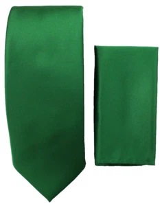 Mens Green Solid Tie and Hanky Set by Stacy Adams - Picture 1 of 1