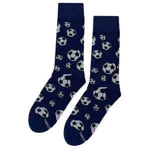 NWT Fun Soccer Ball Dress Socks Novelty Men 8-12 Blue Crazy Fun Sockfly - Picture 1 of 4