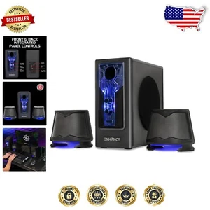 Subwoofer compacto para computadora con altavoces LED para juegos - graves ricos y fácil configuración - Imagen 1 de 11