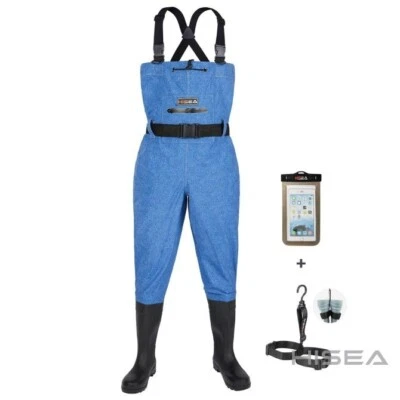 HISEA Blue PVC Fishing Waders (US Size M12) - Image 1 of 4