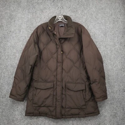 Chaqueta Lands End Niñas Grande 14-16 Juveniles Marrón Goosedown Puffer Acolchada Cremallera Completa Foto 1 de 4