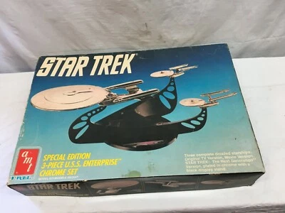 AMT Special Edition 3 Piece USS Enterpise Chrome Model Set Not Built Free Ship - Image 1 of 4