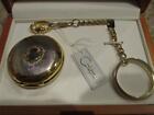 Colibri Gold  Silver Pocket Watch w Day Date Key Ring  Chain Gift Set