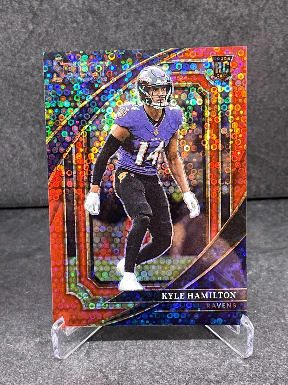 Kyle Hamilton 2022 Panini Select Prizms Red Disco #336 Ravens RC SSP /49