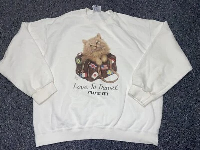 Винтажный свитшот 90-х годов Cats Love To Travel с круглым вырезом L - Изображение 1 из 4