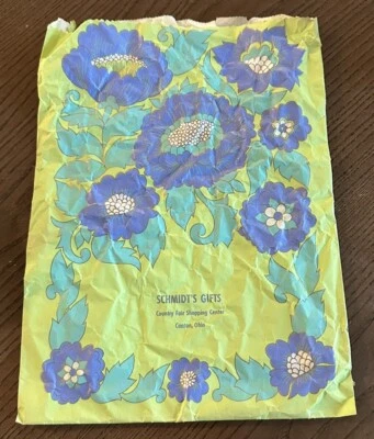 Bolso Tienda Vintage Schmidts Regalos Sello Floral Verde Primavera Efímero 12"" x 9"" Foto 1 de 4