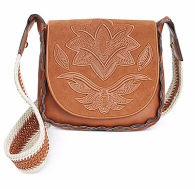 NEW SAM EDELMAN WOMEN'S LEATHER EMMA FRONT FLAP CROSSBODY SHOULDER BAG COGNAC - Image 1 of 4