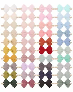 40pcs Baby Girls Nylon Hair Bows Headbands Linen Hair Bands Elastic Hair Acce... - Picture 1 of 9
