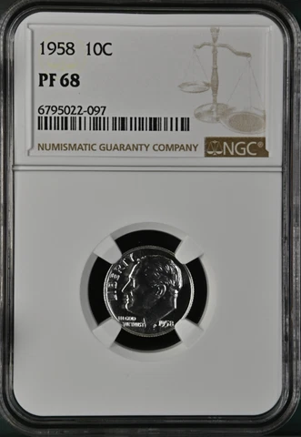 1958 Proof Roosevelt Dime NGC PF68 Cover